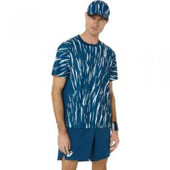 Camiseta de Tenis Asics Game de Manga Corta para Hombre Azul Mako - Talla S