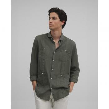 Guayabera Sport Silbon Soft Verde Oscuro para Hombre