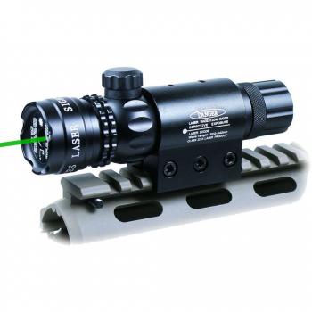 punto láser verde ajustado fuera del alcance del rifle vista escopeta cañón de un rifle con