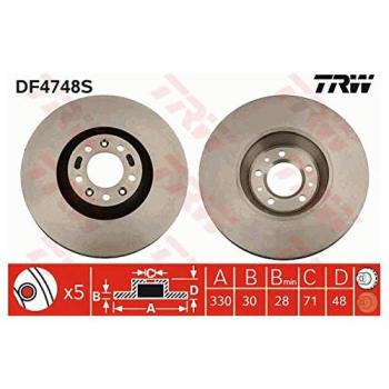 Discos de freno TRW DF4748S para PEUGEOT 407, 607 y CITROËN C5, C6