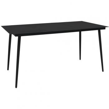 vidaXL Garden Dining Table Black 150x80x74 cm Steel and Glass