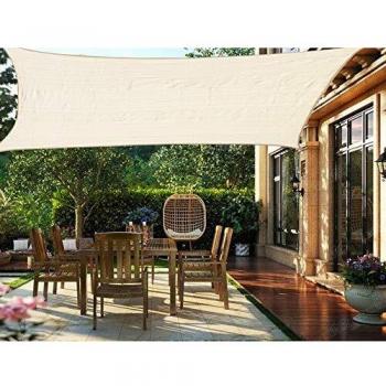 HENG FENG Toldo Vela de Sombra Rectangular 2 x 4 m Protección Rayos UV Solar Protección HDPE Transpirable Aislamiento de Calor para Dar Sombra a su Jardín Color Beige