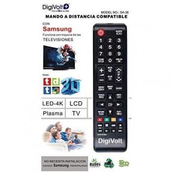 DiggitalWorld Mando Universal para televisores Samsung SA-36 - NO Necesita INSTALACIÓN códigos Samsung preinstalados Compatible con función de Netflix