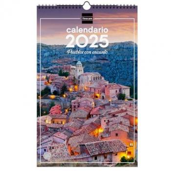 Calendario de Pared Espiral 2025 con Imágenes de Pueblos con Encanto - Mes Vista (Enero a Diciembre)