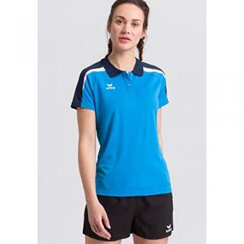 Erima Liga 2.0 Women's Short Sleeve Polo Shirt in Curacao / New Navy / White, Size 38