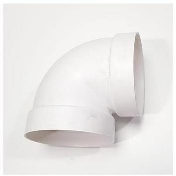Codo Redondo 90º de PVC Blanco para Extracción de Aire Ø120 mm Ignífugo/Automático