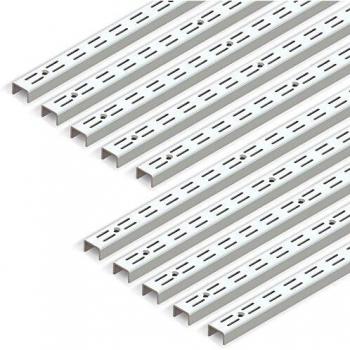 EMUCA Perfil Cremallera estanteria Blanco, perforación Doble 32mm para escuadras de Estante, L 951mm, Pack de 10 Piezas