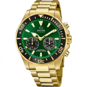 Reloj Híbrido Jaguar Connected J899/1 para Hombre, Acero Dorado con Esfera Verde