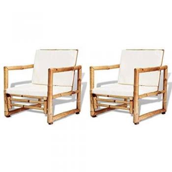 Bamboo Garden Chairs Set of 2 with Cushions and Pillows