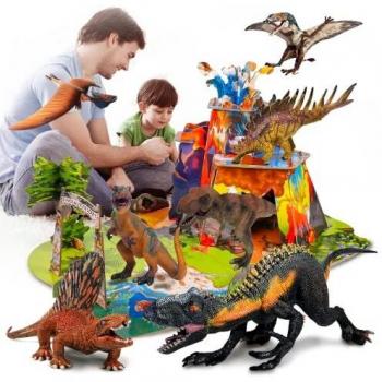 Juego de Juguetes de Dinosaurio 3D, 7 Figuras de Dinosaurio con 30 Rompecabezas 3D, Mundo Realista de