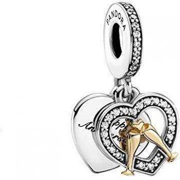 PANDORA Two-Tone Anniversary Charm Pendant with Engraving Option - 14K Gold and Sterling Silver