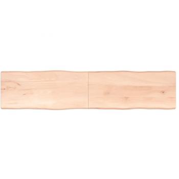 Tablero de mesa madera maciza roble sin tratar con bordes vivos 220x50x(2-4) cm Marrón