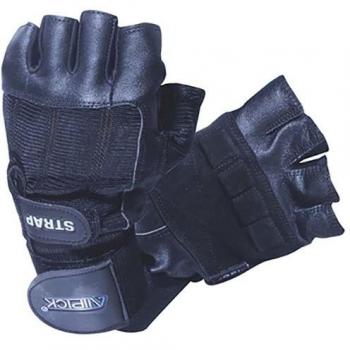 Atipick - Guantes halterofilia piel/Spandex mod.STRAP con soporte muñeca. T.XL