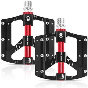 ANVAVA Pedales Bicicleta Montaña Pedales Bici MTB de Aluminio Pedales para Carretera 9/16 Pulgadas Plataforma Mixtos MTB Pedales, Negro
