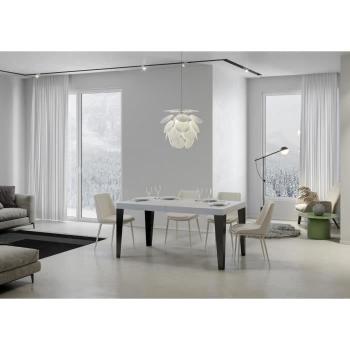 Mesa extensible Flame 90x160/264 cm blanco fresno con estructura antracita