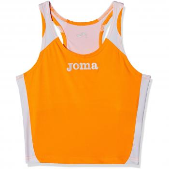 Joma sport - Joma record woman, camiseta tirantes, running woman, color naranja-blanco, talla l