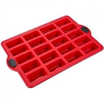 Levivo Molde de silicona para 20 brownies, bandeja para financiers y brownies, molde para 20 pequeños bizcochos, bandeja para hornear resistente al frío y al calor, 30 x 22 cm