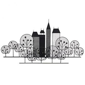 Mural de Metal Negro New York 106 x 4 x 56 cm