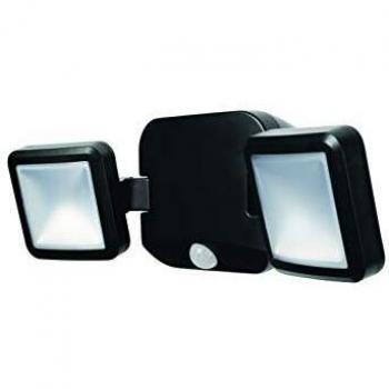 LEDVANCE Twin Spot Outdoor LED Floodlight - Black, 2-bulb battery spotlight, outdoor wall light