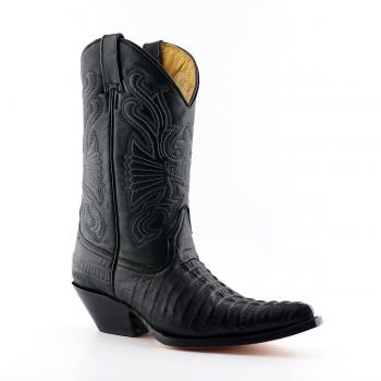 Grinders Unisex Black Leather Cowboy Boots - Carolina EU 44