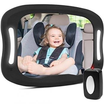 Bebé Coche Espejo,Espejo Retrovisor Coche Bebe Vigilar al Bebé en el Coche Los Asientos de Niños Orientados Hacia Atrás 100% Inastillable 360° Ajustable Bebé Espejo