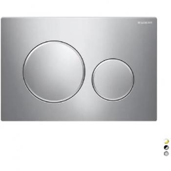 Placa de cobertura 2 botones Geberit Sigma 20 blanca con bordes dorados
