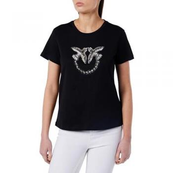 Embroidered Logo Black T-Shirt for Women - Size XS