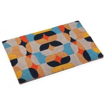 Felpudo Versa Caleidoscopio de Fibra de Coco 40 x 2 x 60 cm, Color Beige, Estilo Contemporáneo