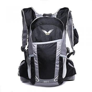 OpetHome ligero de nailon resistente al agua para hombres y mujeres senderismo mochila 30L, mujer niña Niños Unisex hombre, negro