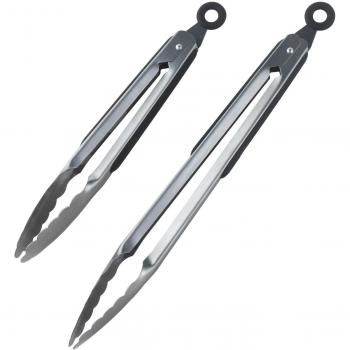 DRAGONN Premium - Juego de 2 pinzas de cocina, acero inoxidable, resistente y con sistema de bloqueo, aprox. 23 and 30,5;cm