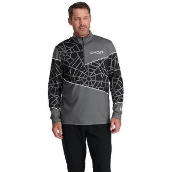 Camiseta Spyder Vital Half Zip manga larga gris para hombre, talla S, con media cremallera y cuello en T, fabricada en material polar