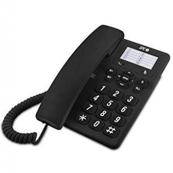 SPC Original – Teléfono Fijo sobremesa o Pared, con Teclas Grandes y fácil de Usar, 3 memorias directas, Volumen de Timbre Extra Alto, función de rellamada, Color Negro
