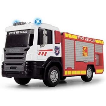 Dickie Toys 203712016-Scania, Camión de bomberos de marcha libre, 2 tipos, cabina fundida a presión, 17 cm, multicolor , color/modelo surtido