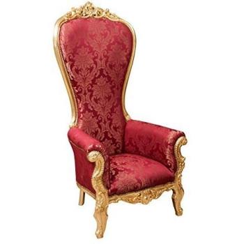 Silla Trono Barroca Luis XVI de Madera Maciza de Haya con Respaldo Alto 185x95x90 cm