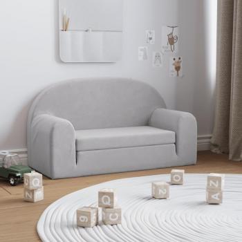 Sofá Cama Infantil 2 Plazas Gris Claro de Felpa Suave