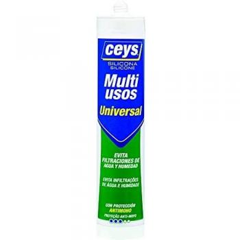 ceys 506257 Universal para Interiores y Exteriores-Silicona Neutra Multiusos-Sellador de Juntas multimaterial-Cartucho Negro