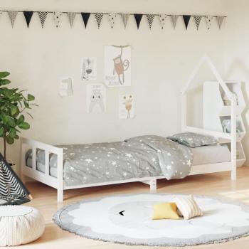 Cama infantil de madera maciza de pino blanca 90x190 cm