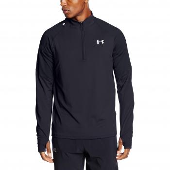 Under Armour Threadborne Run 1/4 Zip - Top de manga larga para hombre, color negro, talla L