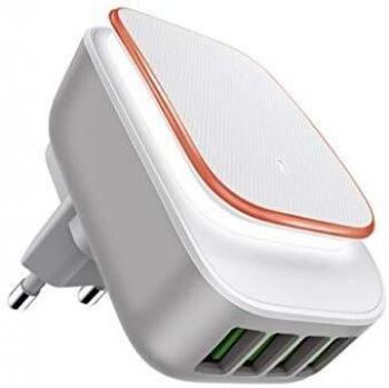CARGADOR MULTIMEDIA USB CUADRUPLE NIGHT LIGHT 4,4A BL OSCACO