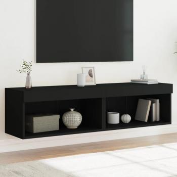 Mueble para TV con Luces LED 2 Piezas Negro 60x30x30 cm