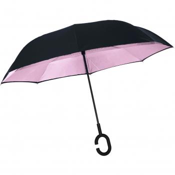 Paraguas invertido Plegable ADVERS Inverso Reverso Doble Capa Innovador Compacto Mango Forma C Resistente Tira Funda Viento Antiviento Negro Impermeable Coche Regalo Mujer Hombre Grande