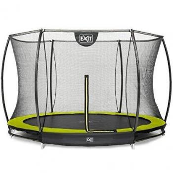 Trampolín de suelo EXIT Silhouette Ø 305 cm con red de seguridad verde