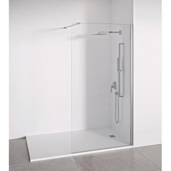 Mampara de ducha frontal fija - Cristal templado 8 mm antical - Transparente - Perfilería negra mate o plata brillo - Ancho adaptable 98-100 cm - Alto 195 cm