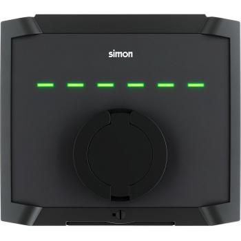 SIMON 0651041-000 SM34 MNF. 7,4KW BT2+BT Cargador para Vehículos Eléctricos de Pared con Base Tipo 2, Potencia de 7,4