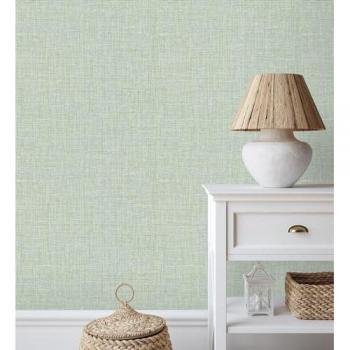 Papel Pintado Vinílico Ecológico Efecto Tela Baquera Jaspeada Verde en Relieve - Amy Texture 681435 - Rollo 10 m x 0,52 m