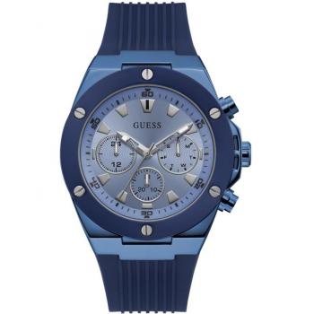 Guess Poseidon GW0057G3 Reloj para Hombre de Silicona con Correa Azul, 46 mm