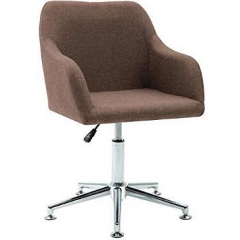 Adjustable Brown Fabric Swivel Office Chair