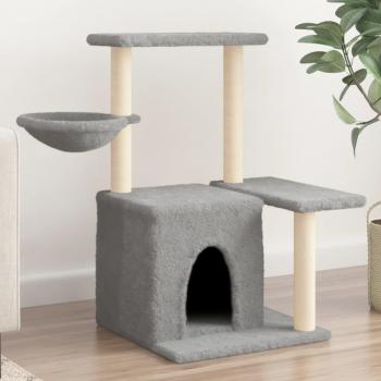 Rascador para gatos Árbol con postes de sisal gris claro 83 cm
