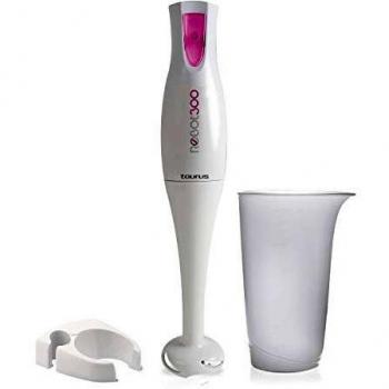 Taurus Robot 300 - Batidora de mano 300W, incluye vaso medidor y soporte para pared, cuchillas de acero inoxidable, turbo rotation system, pie con cierre bayoneta, fácilmente desmontable