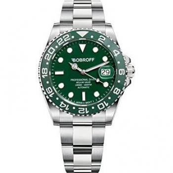 Bobroff BF0005 Unisex Automatic Watch - Silver/Green - Stainless Steel Bracelet (41mm)